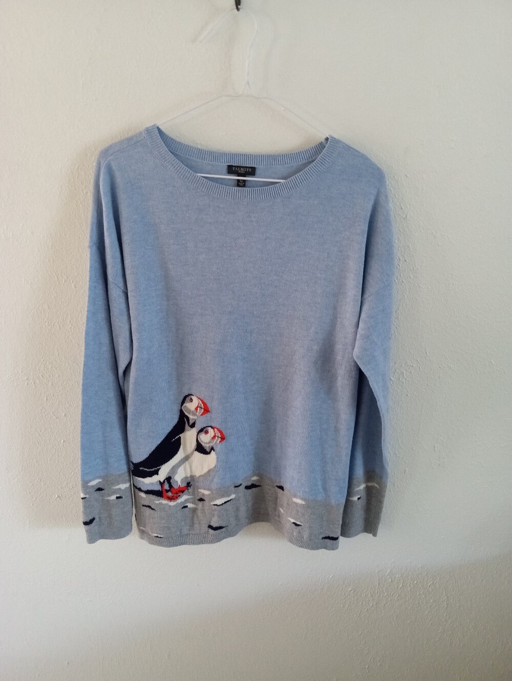 TALBOTS Cotton Blend Penguins Pullover Sweater | LP - Picture 2 of 8